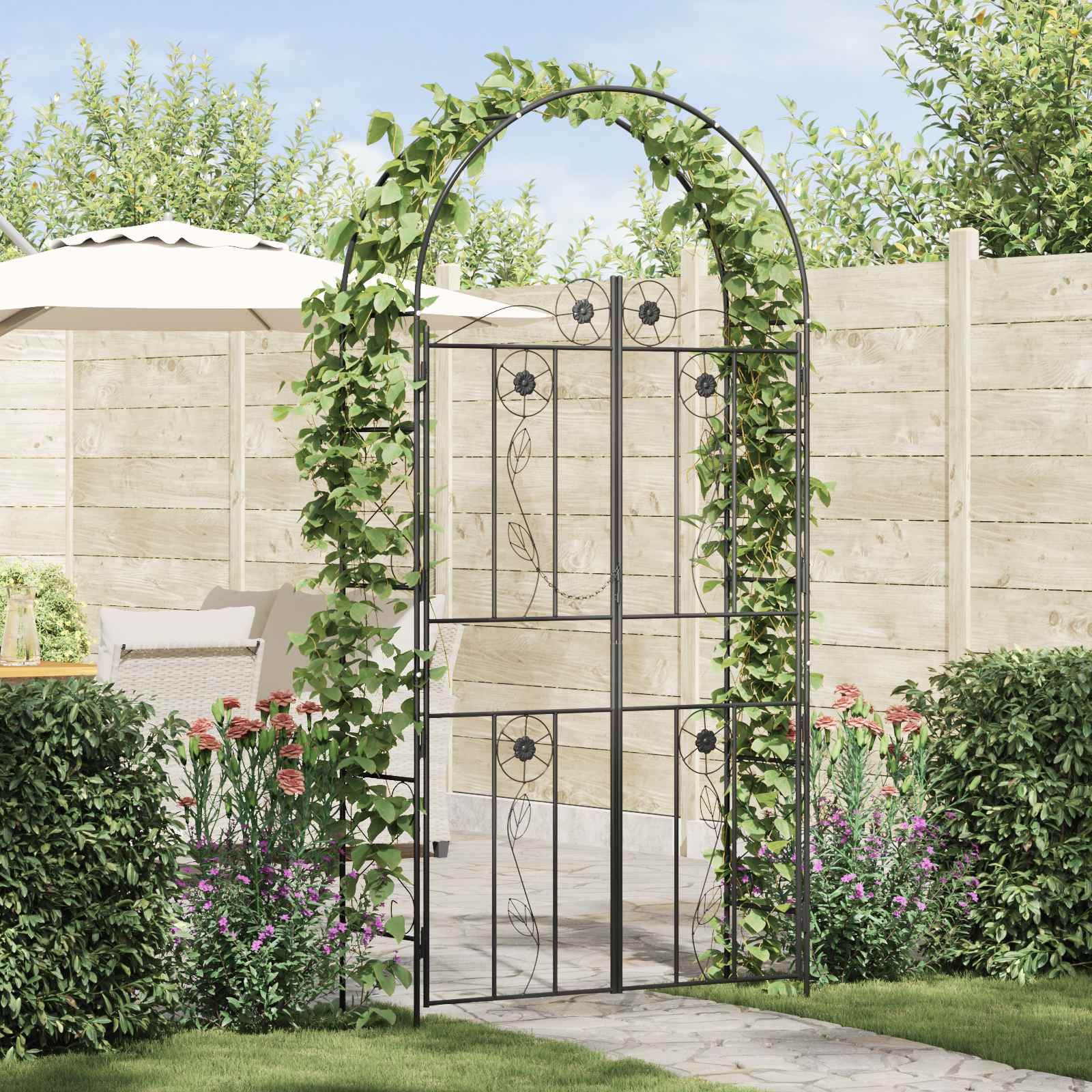 Gartenbogen Schwarz 115 x 37 x 226 cm Stahl