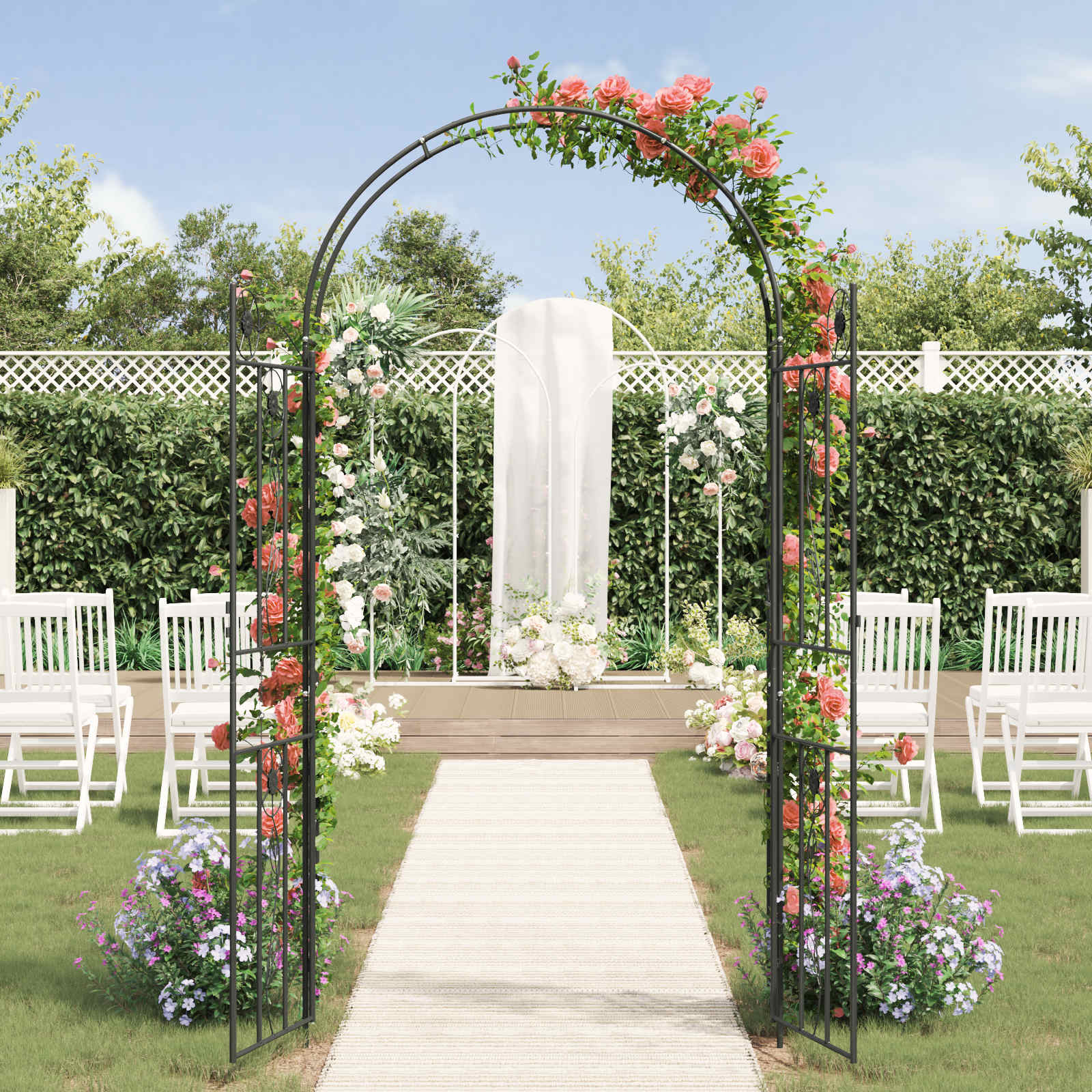 Gartenbogen Schwarz 115 x 37 x 226 cm Stahl
