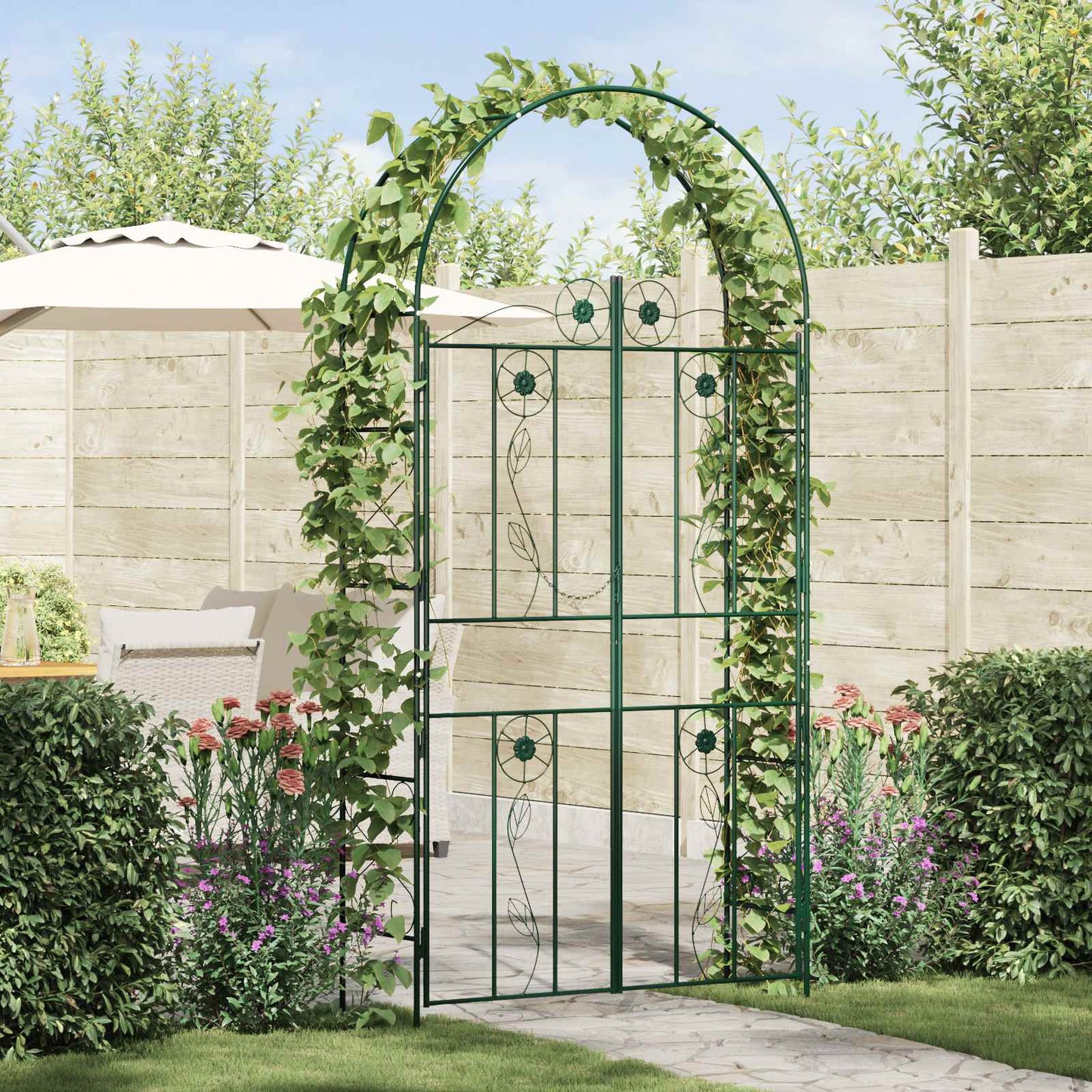 Gartenbogen Grün 115 x 37 x 226 cm Stahl
