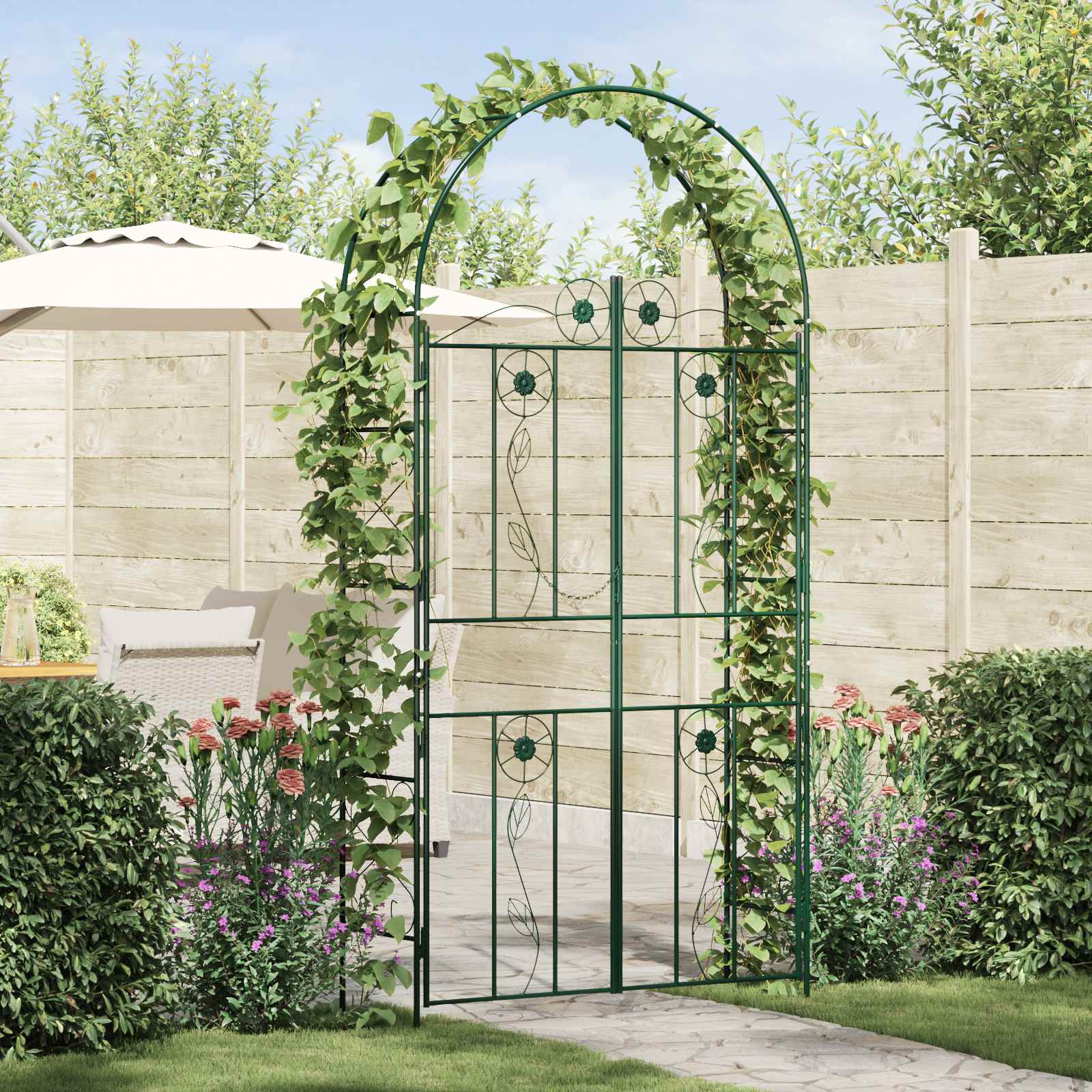 Gartenbogen Grün 115 x 37 x 226 cm Stahl