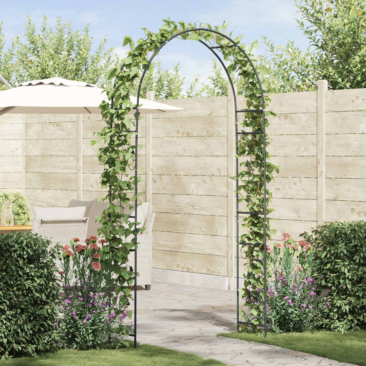 Gartenbogen Schwarz 115 x 37 x 231 cm