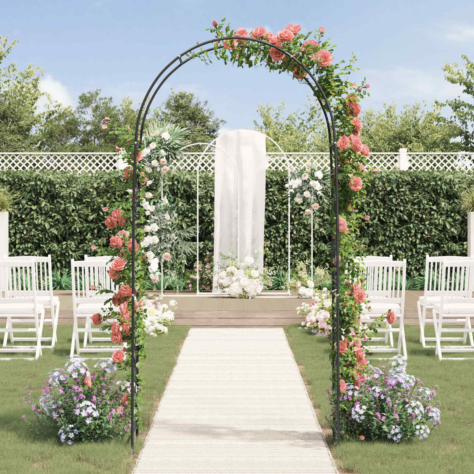 Gartenbogen Schwarz 115 x 37 x 231 cm