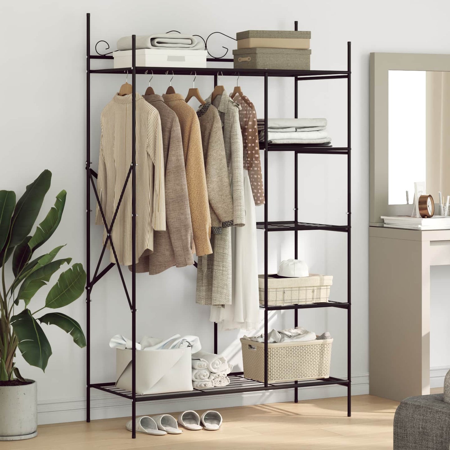 Offener Kleiderschrank Schwarz 104,5 x 45 x 172 cm Stahl