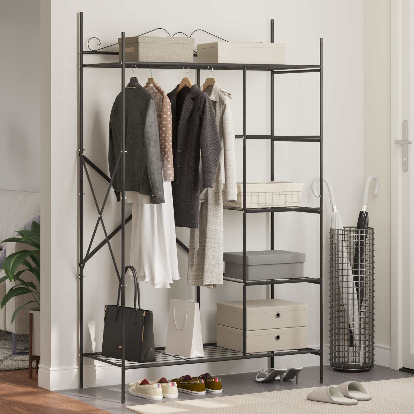 Offener Kleiderschrank Schwarz 104,5 x 45 x 172 cm Stahl