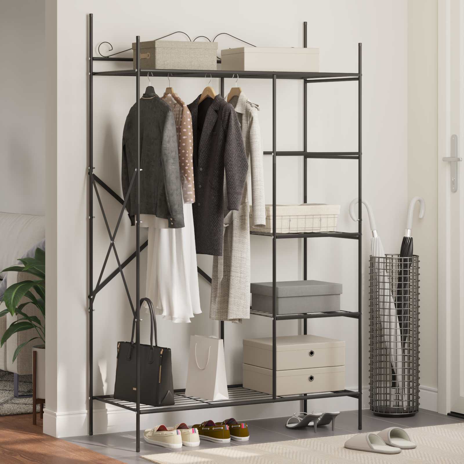 Offener Kleiderschrank Schwarz 104,5 x 45 x 172 cm Stahl