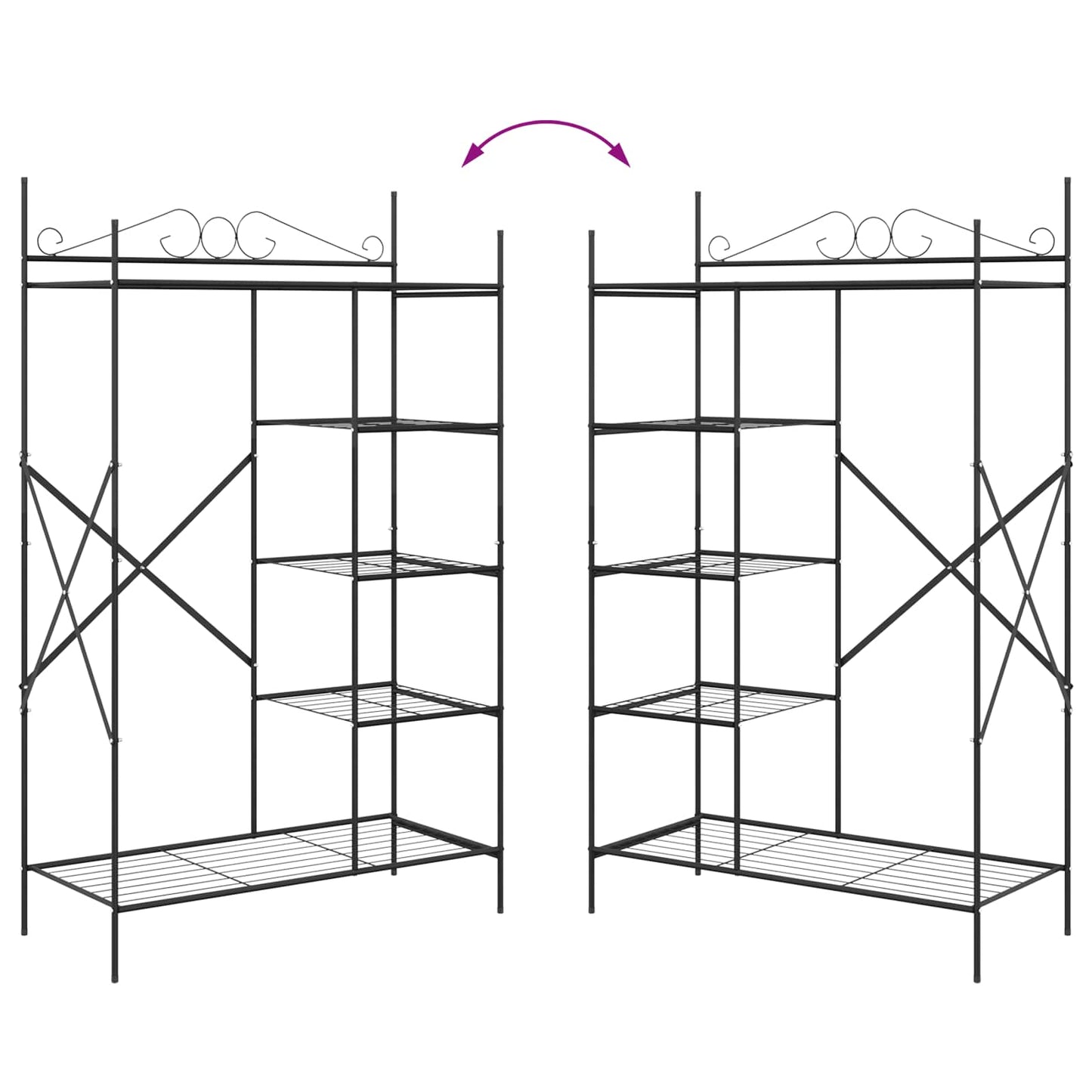 Offener Kleiderschrank Schwarz 104,5 x 45 x 172 cm Stahl