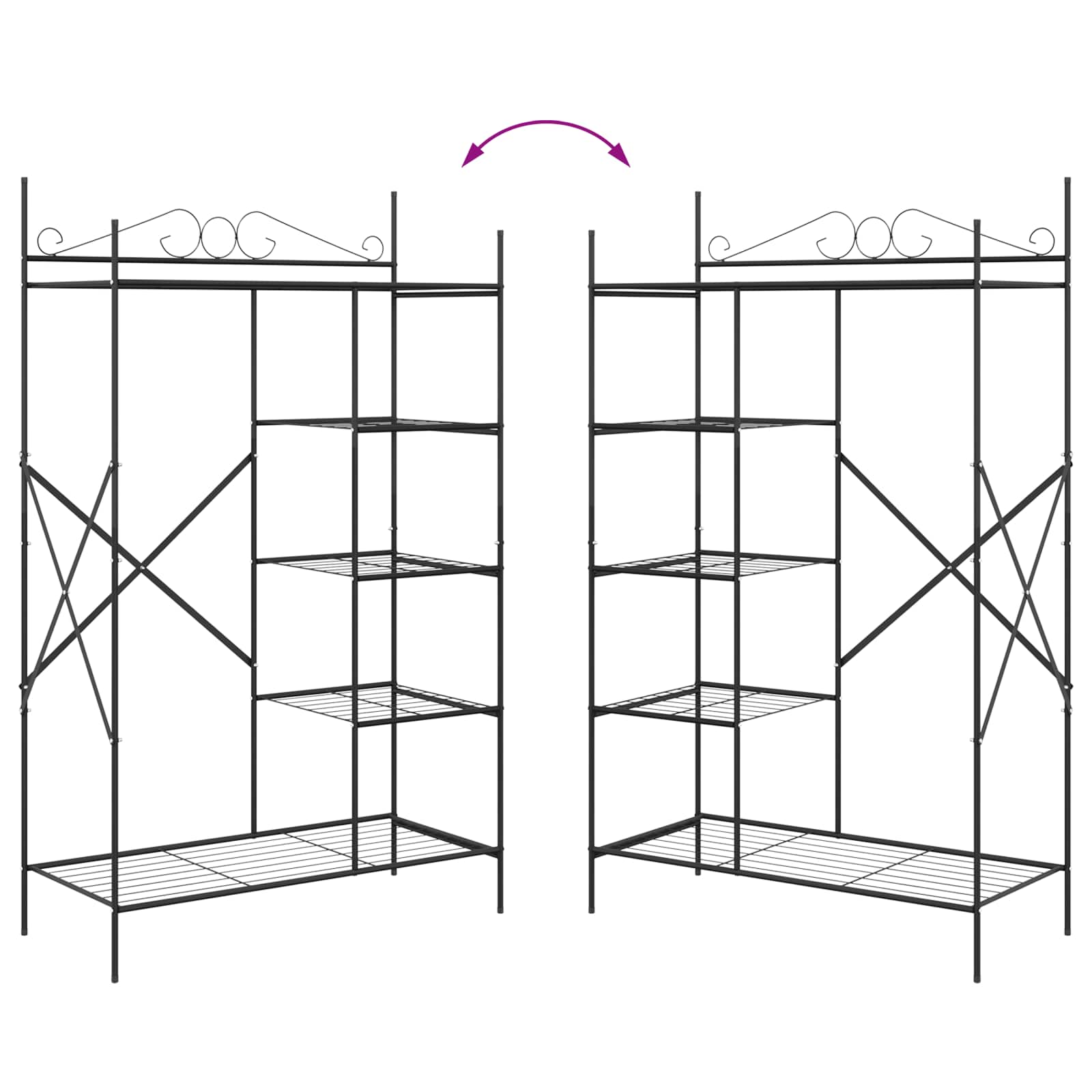 Offener Kleiderschrank Schwarz 104,5 x 45 x 172 cm Stahl