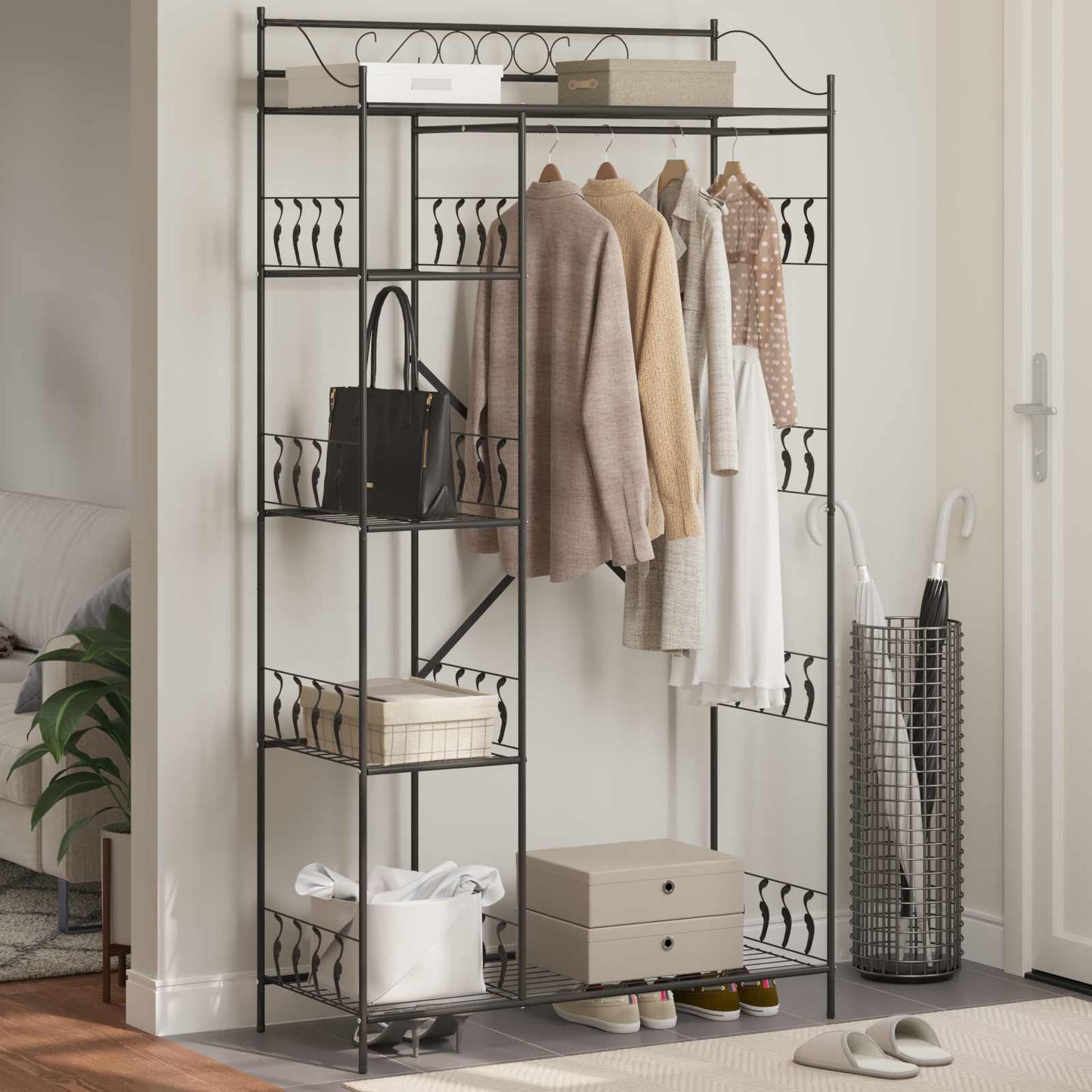 Offener Kleiderschrank Schwarz 101 x 43 x 188 cm Stahl
