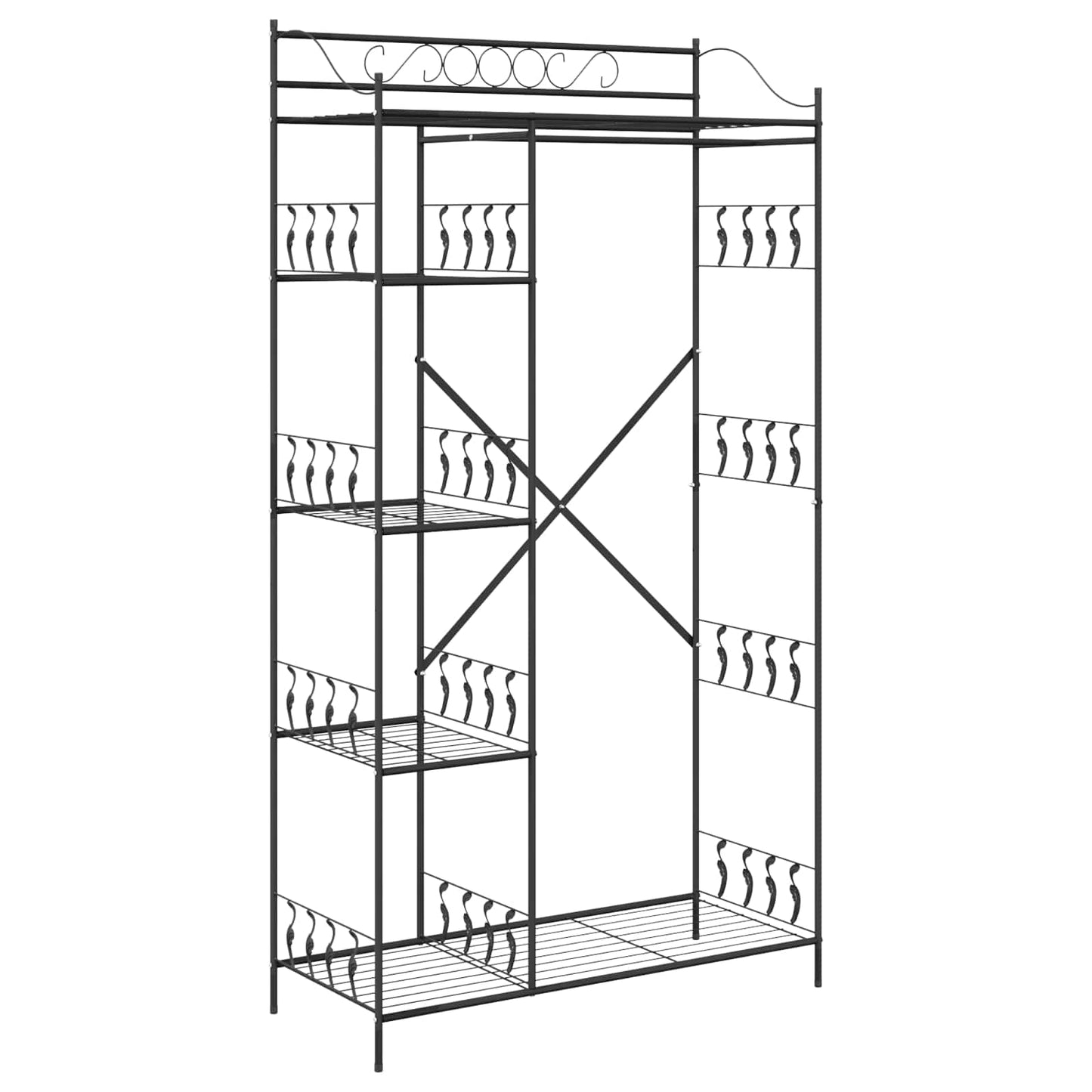 Offener Kleiderschrank Schwarz 101 x 43 x 188 cm Stahl