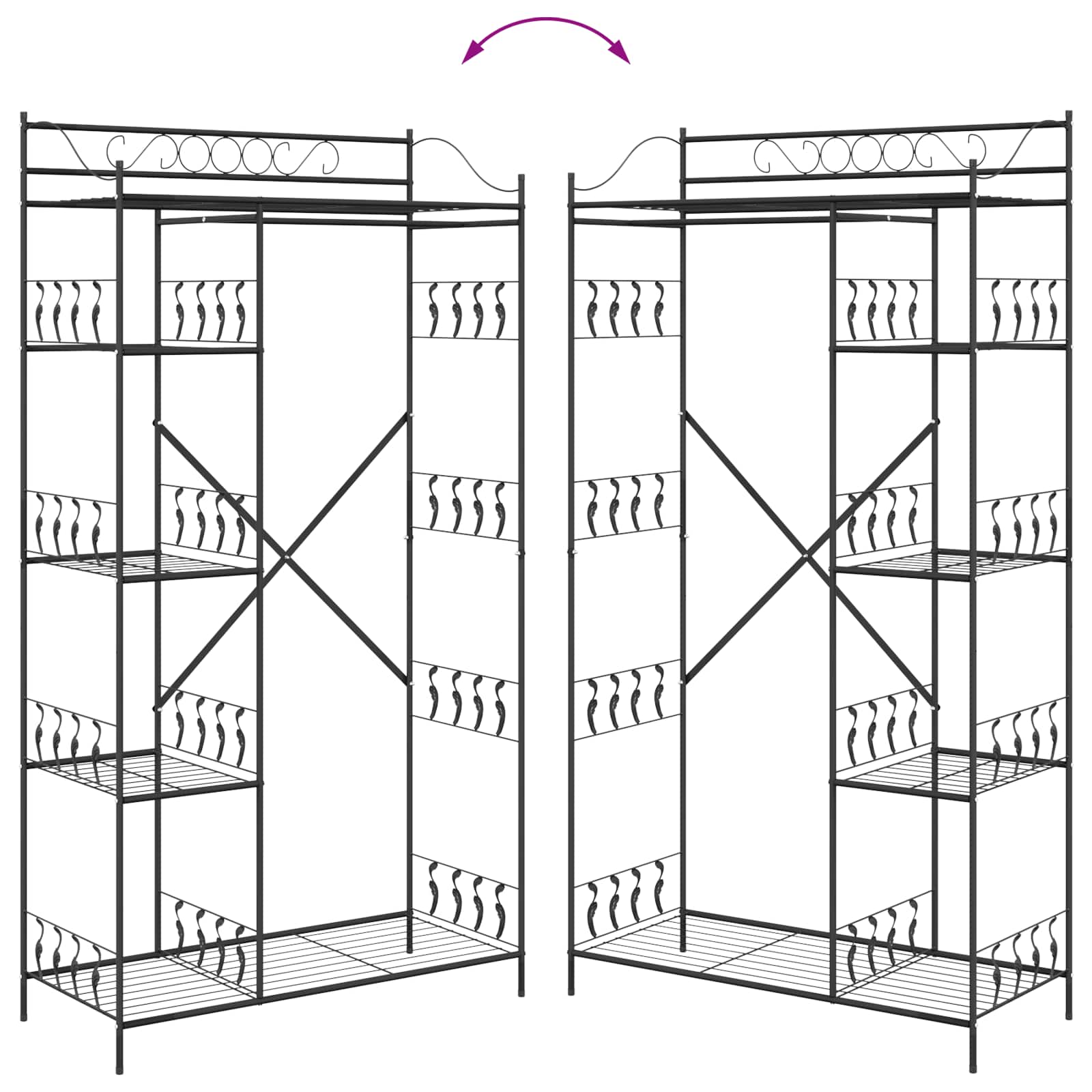 Offener Kleiderschrank Schwarz 101 x 43 x 188 cm Stahl