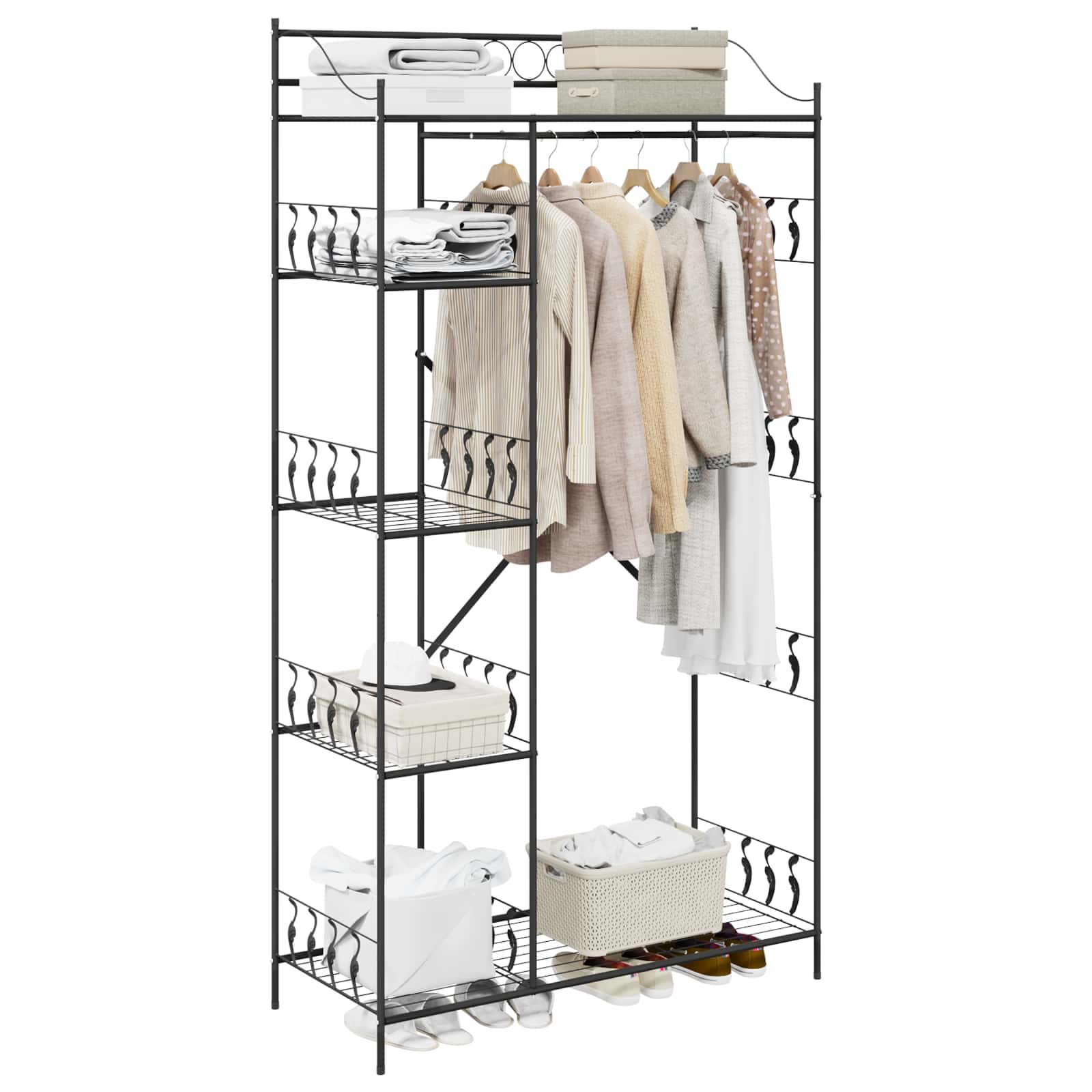 Offener Kleiderschrank Schwarz 101 x 43 x 188 cm Stahl