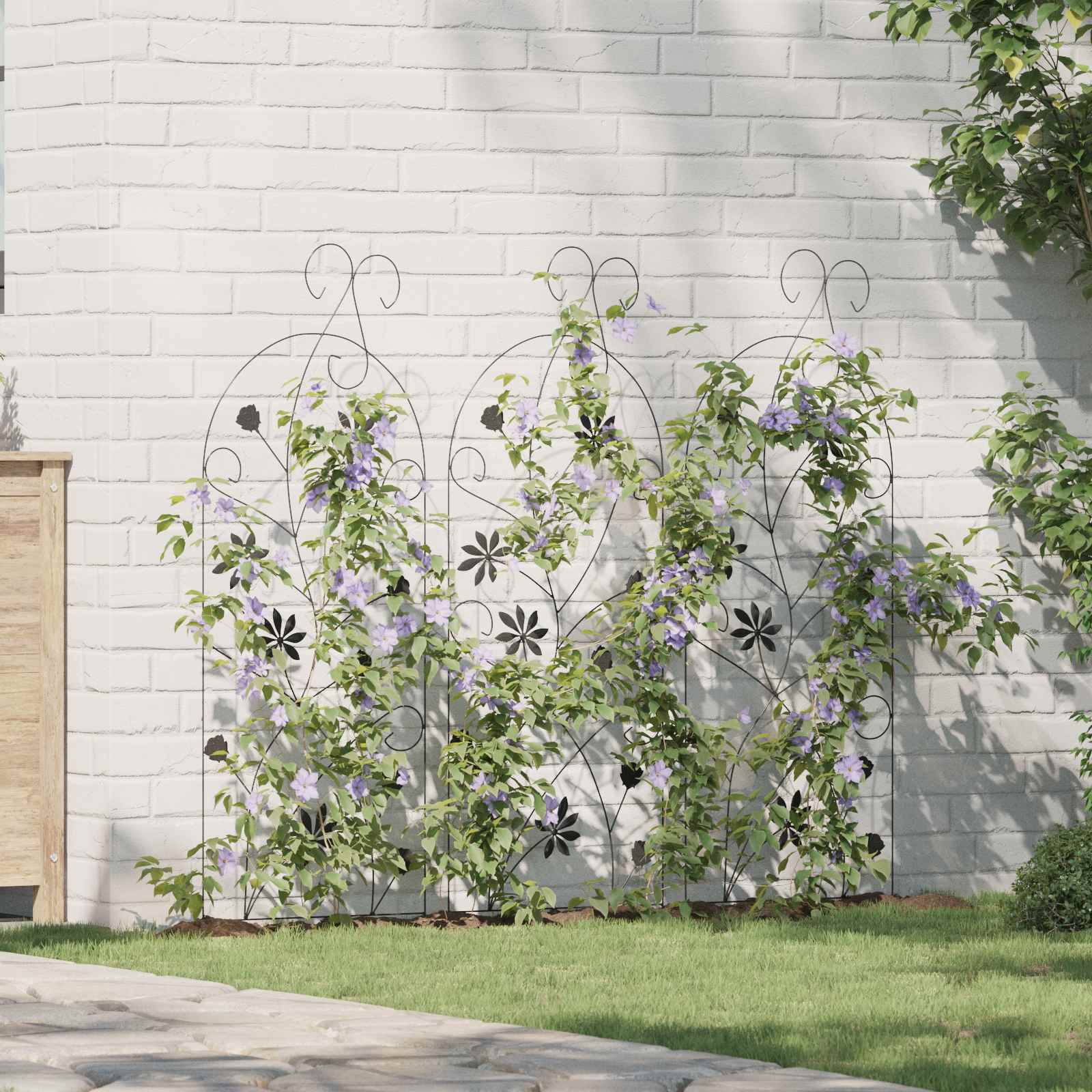 Gartenzaun 3 Stk. Schwarz 112 x 39,5 cm Stahl