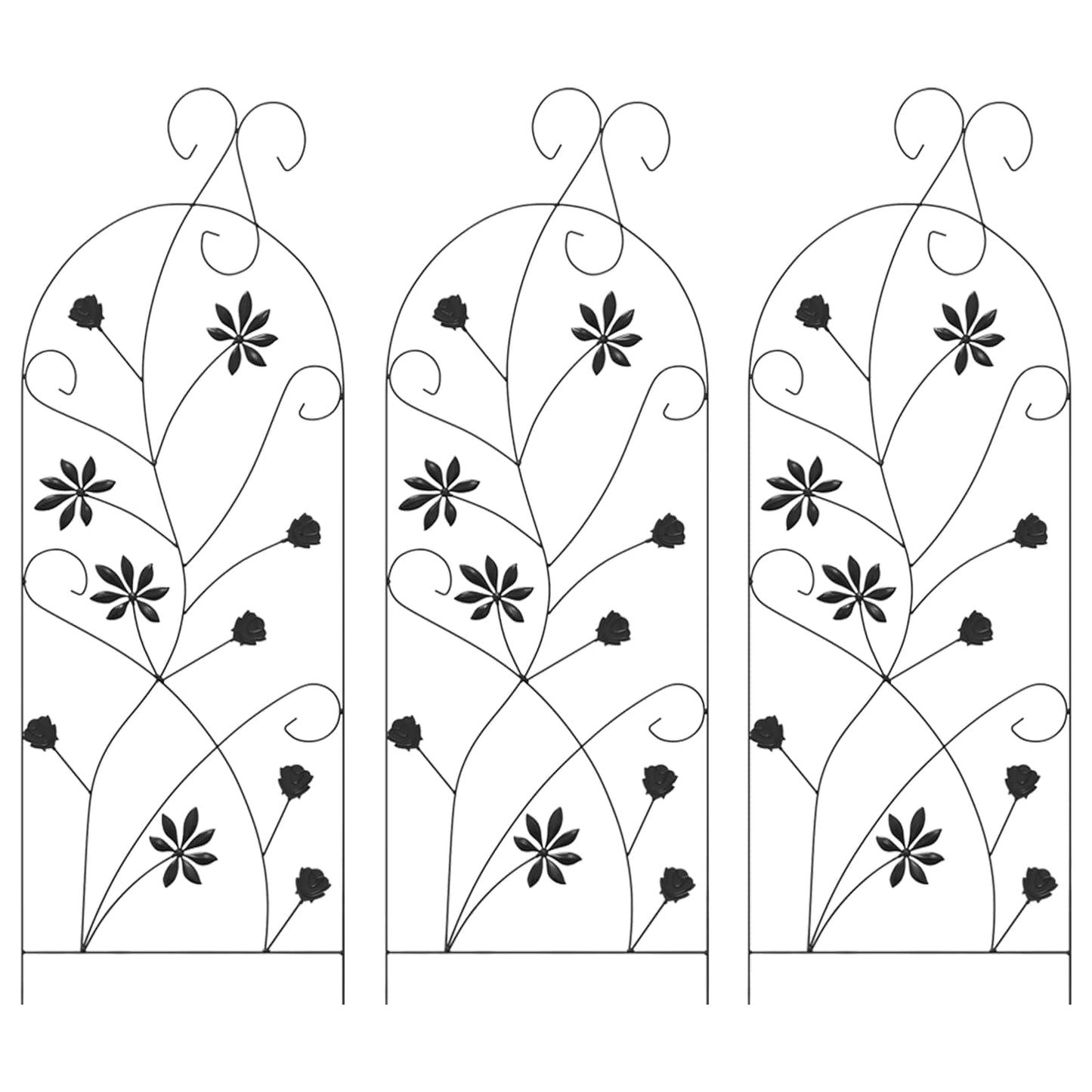Gartenzaun 3 Stk. Schwarz 112 x 39,5 cm Stahl
