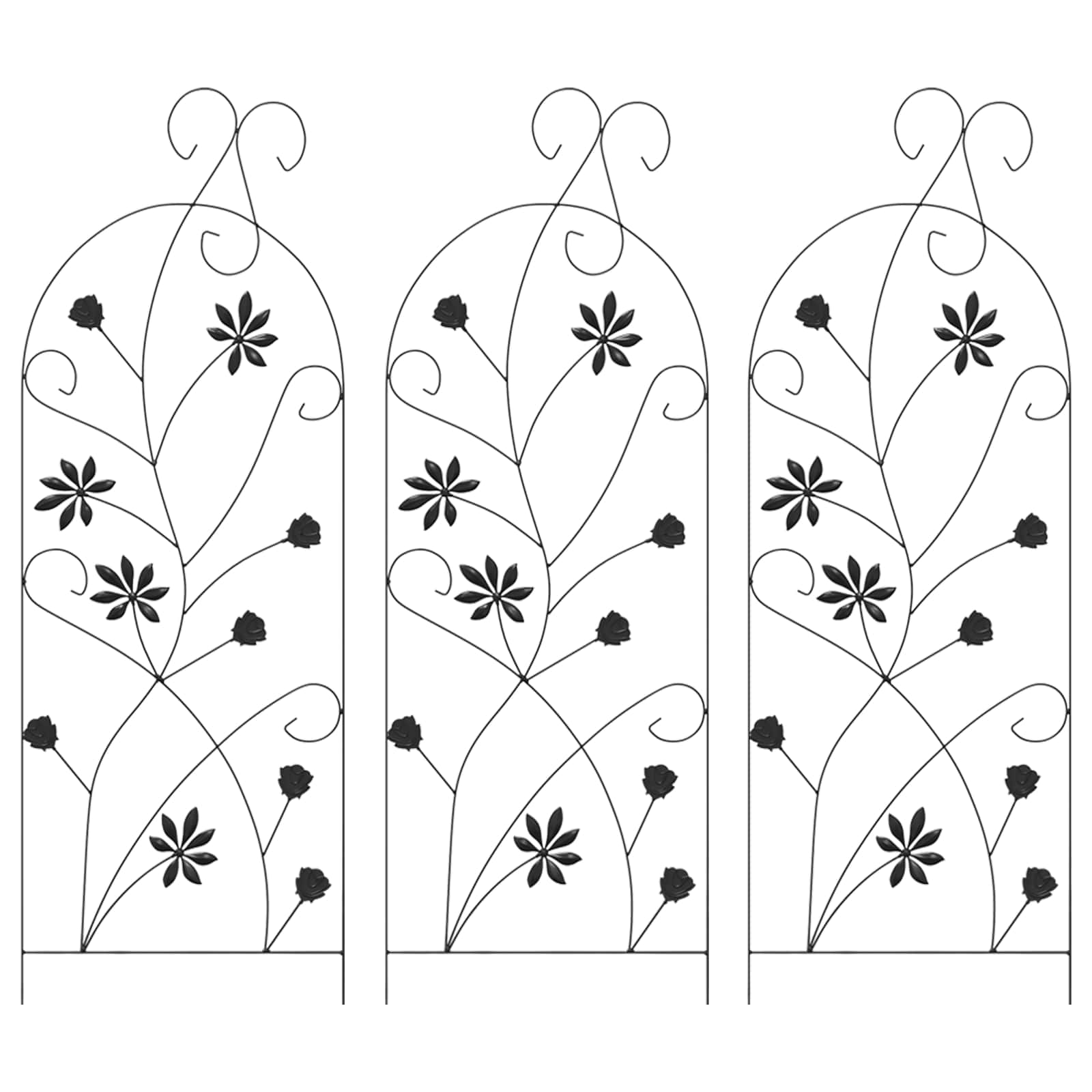 Gartenzaun 3 Stk. Schwarz 112 x 39,5 cm Stahl