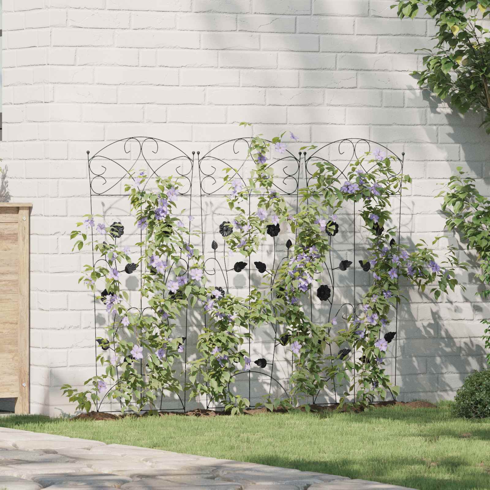 Gartenzaun 3 Stk. Schwarz 110,5 x 42,5 cm Stahl