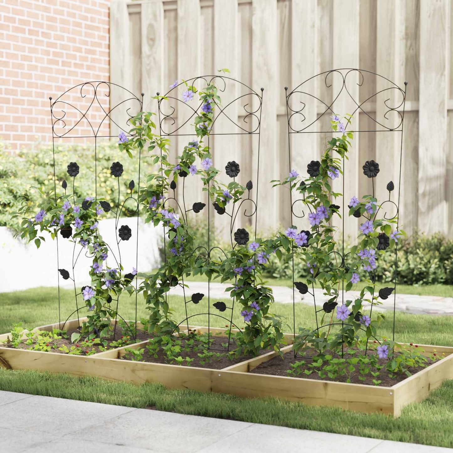 Gartenzaun 3 stk. Schwarz 110,5 x 42,5 cm Stahl