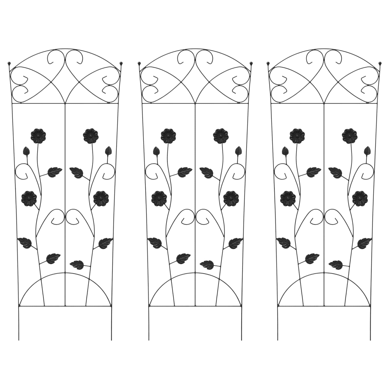 Gartenzaun 3 Stk. Schwarz 110,5 x 42,5 cm Stahl