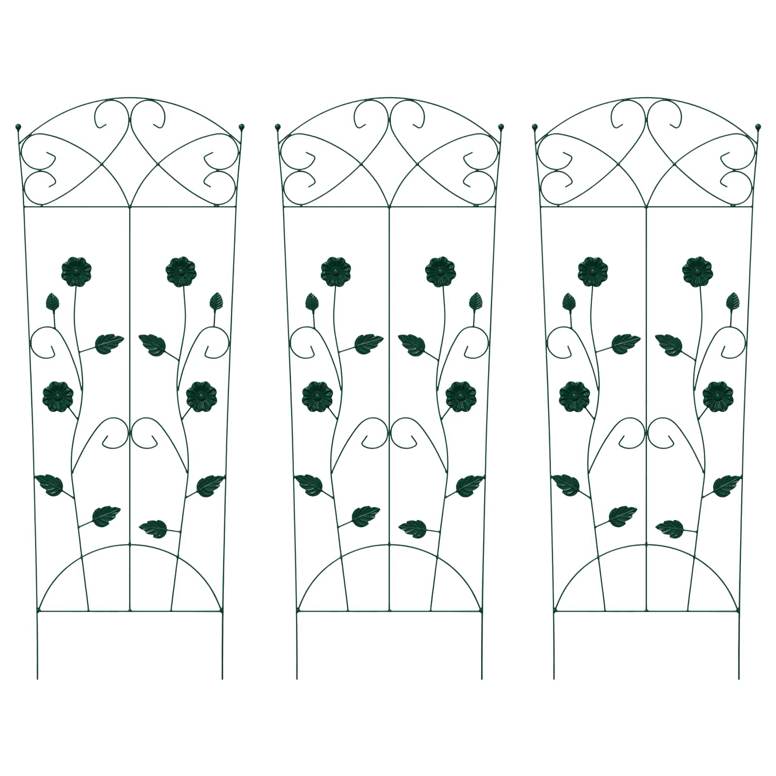 Gartenzaun 3 Stk. Grün 110,5 x 42,5 cm Stahl