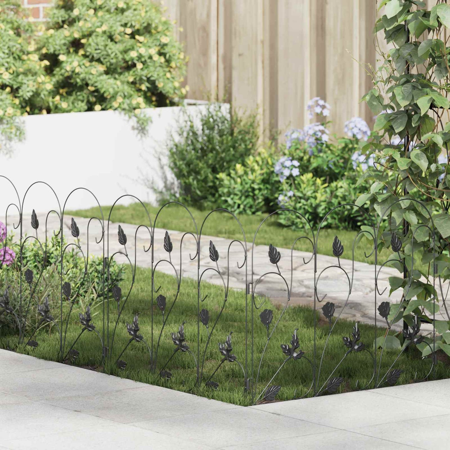 Gartenzaun 5 Stk. Stahl Schwarz