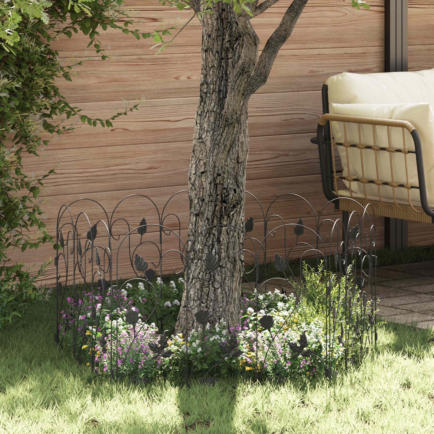 Gartenzaun 5 Stk. Stahl Schwarz