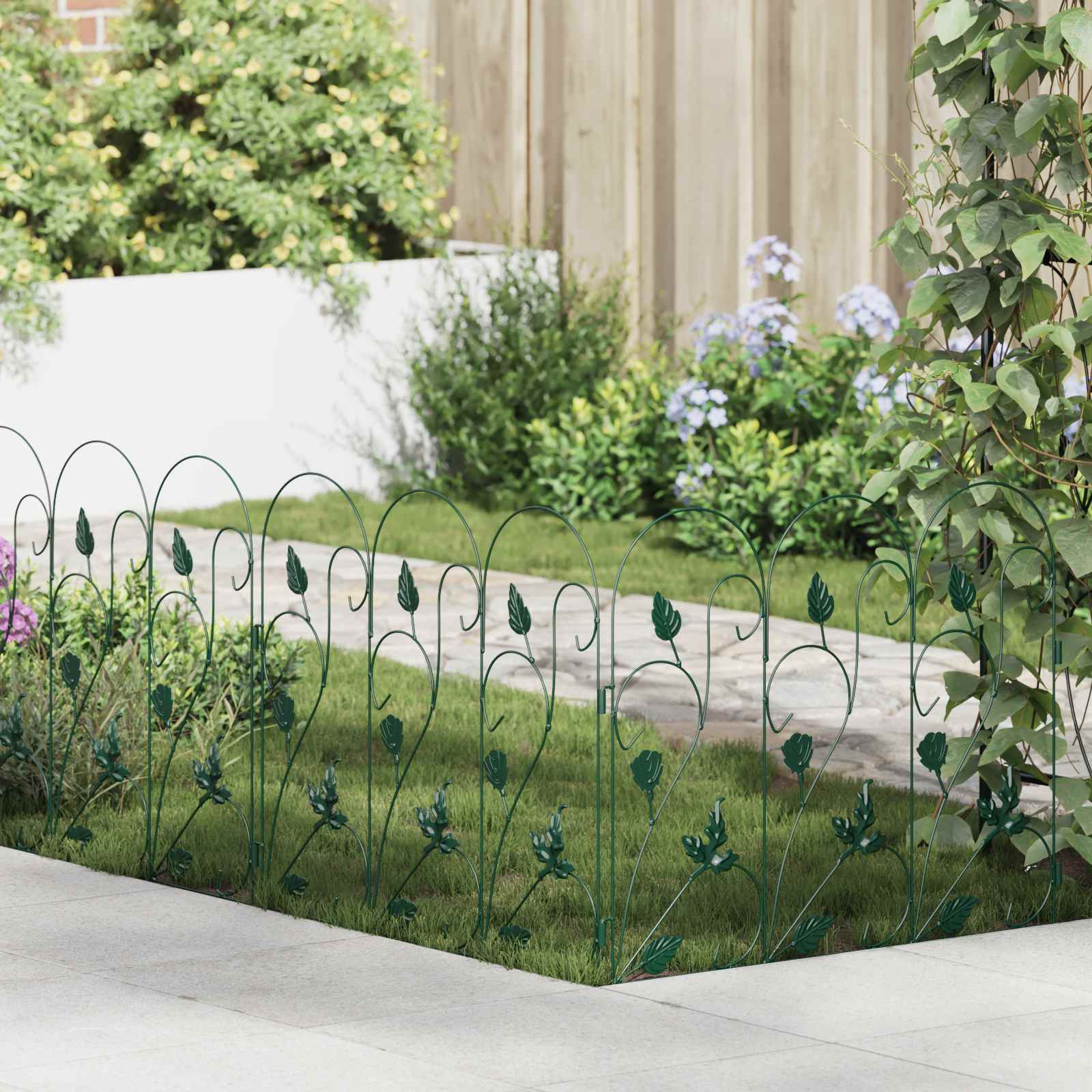 Gartenzaun 5 Stk. Stahl Grün