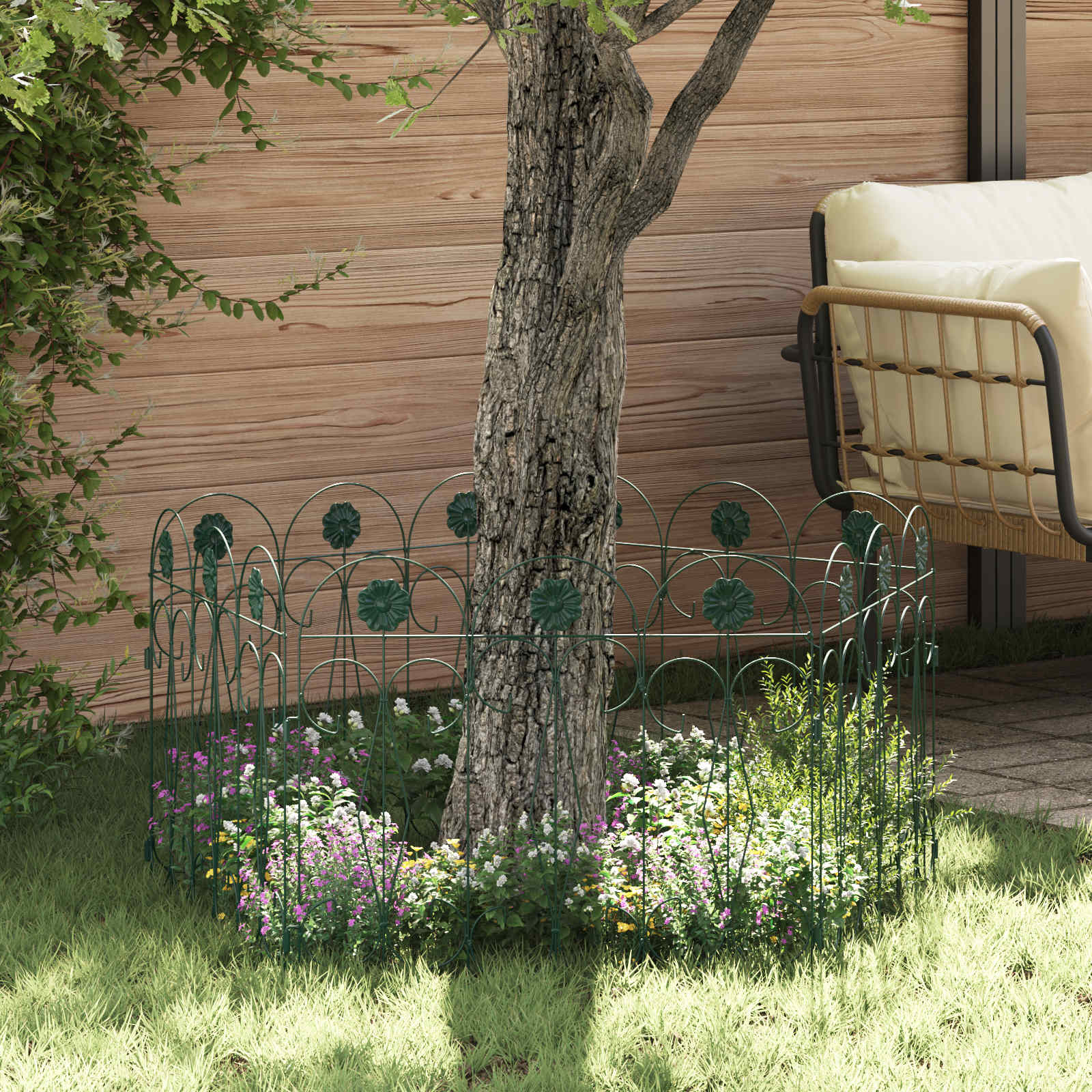 Gartenzaun 5 Stk. Stahl Grün
