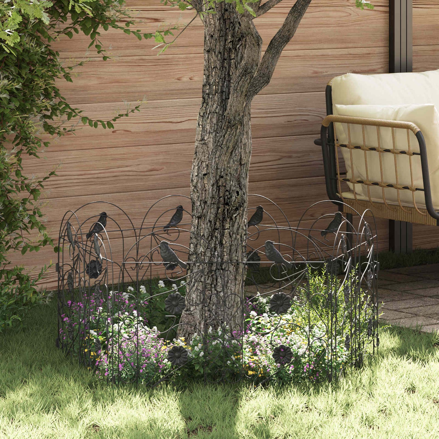 Gartenzaun 5 Stk. Stahl Schwarz