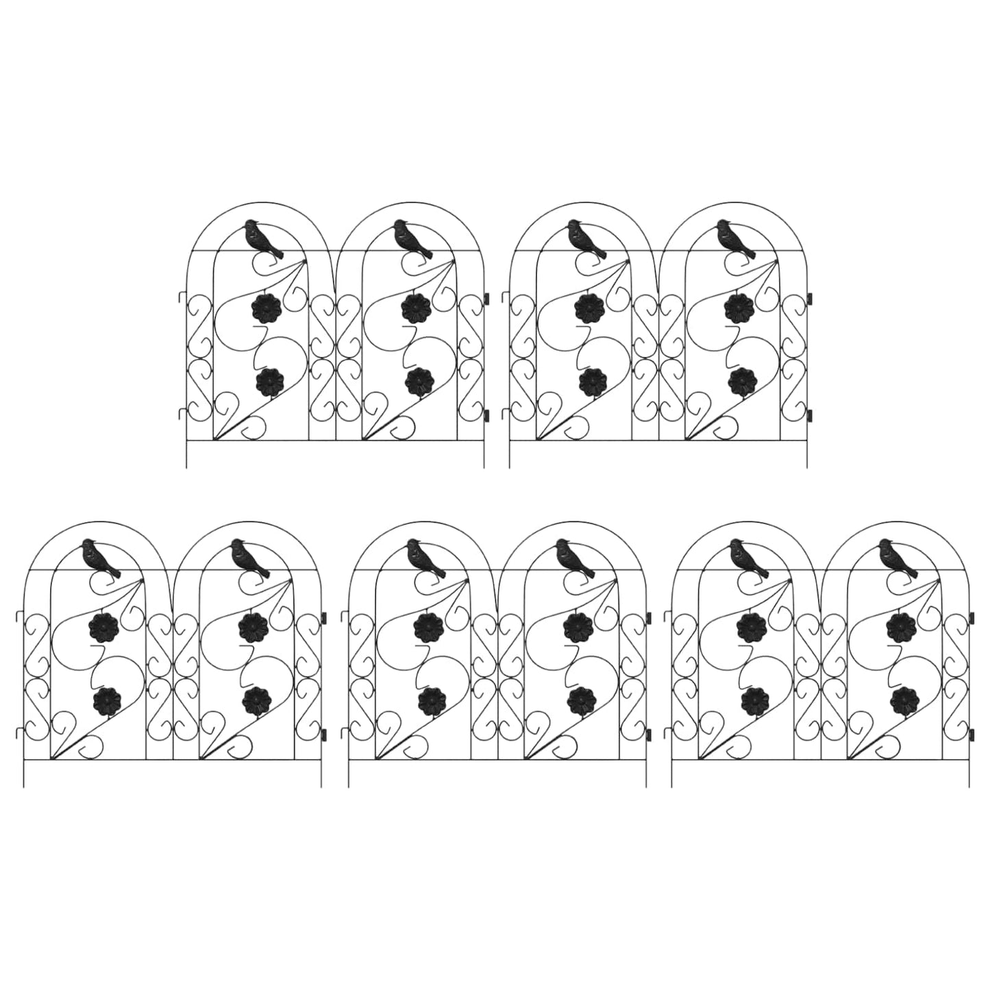 Gartenzaun 5 Stk. Stahl Schwarz