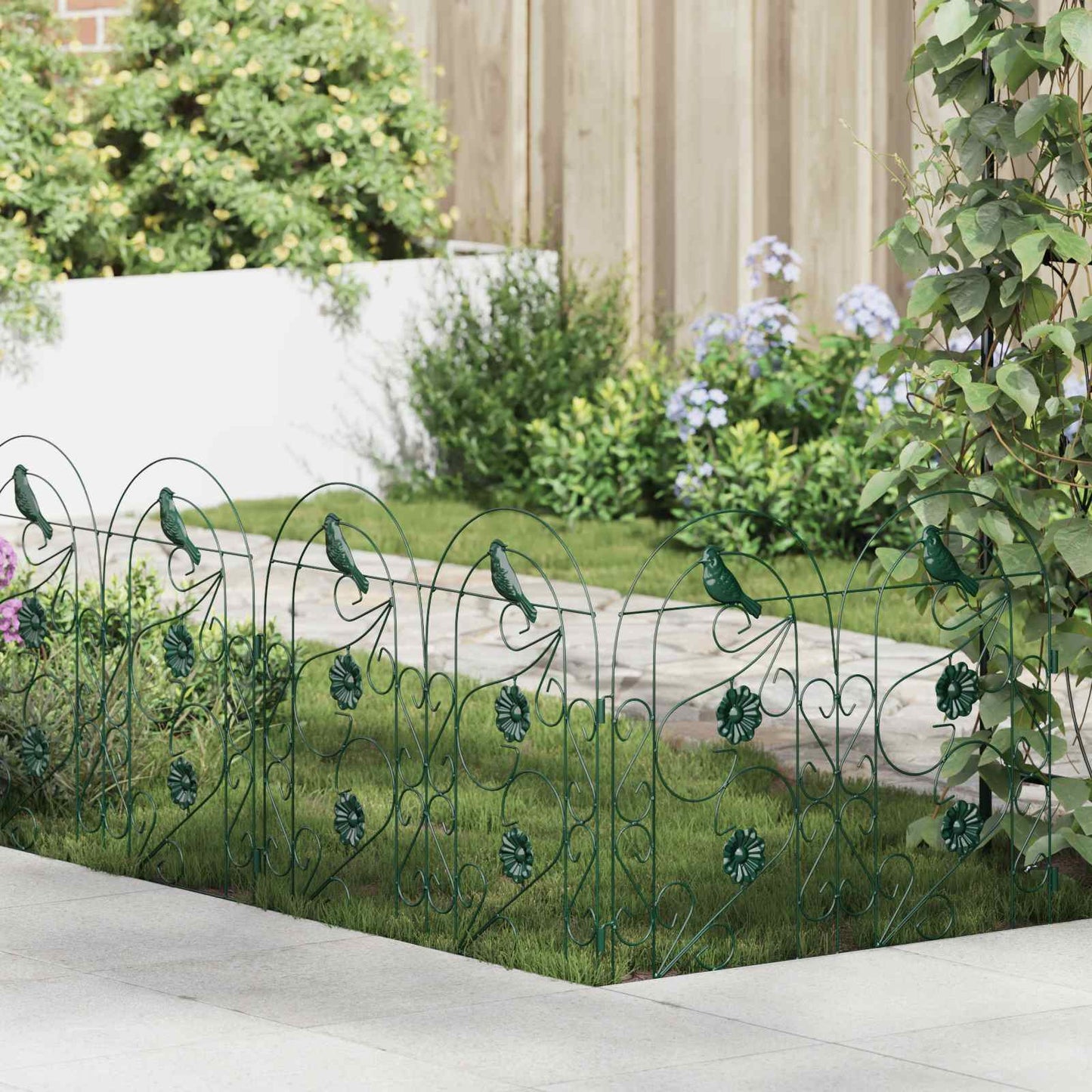 Gartenzaun 5 Stk. Stahl Grün
