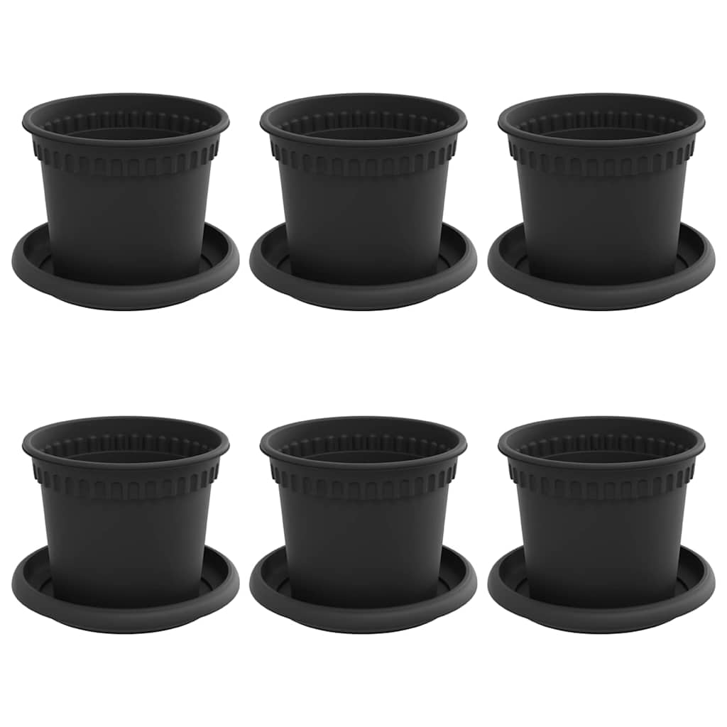 Blumentöpfe 6 pcs Schwarz Ø 12,5 x 10 cm Kunststoff