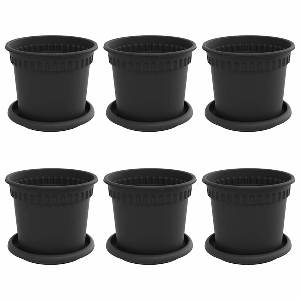 Blumentöpfe 6 stk. Schwarz Kunststoff