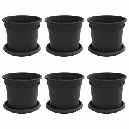 Blumentöpfe 6 stk. Schwarz Kunststoff