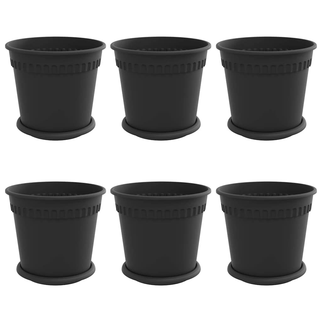 Blumentöpfe 6 stk. Schwarz Kunststoff