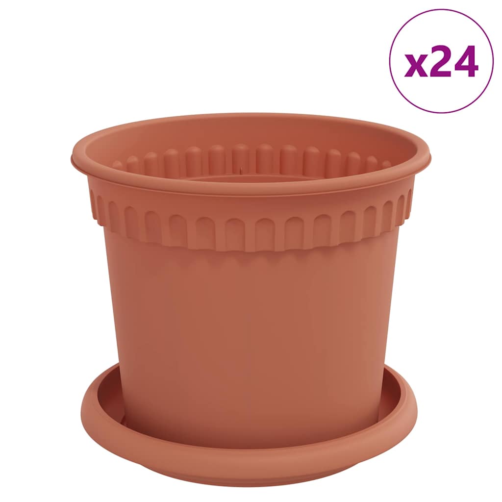 Blumentöpfe 24 pcs Ziegelrot Ø 15 x 12 cm Kunststoff