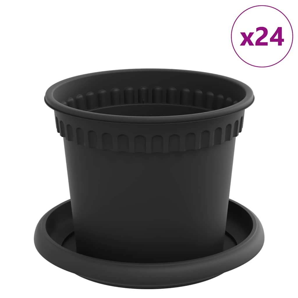 Blumentöpfe 24 pcs Schwarz Ø 12,5 x 10 cm Kunststoff