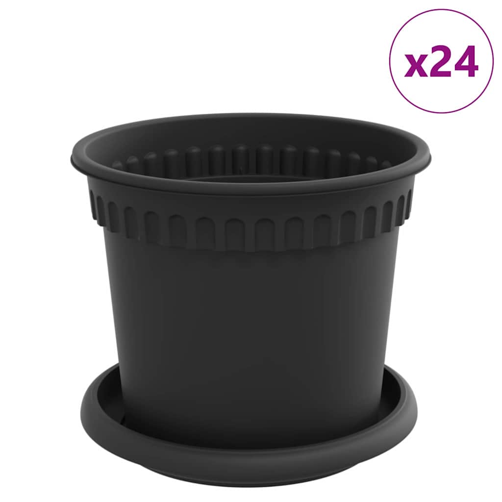 Blumentöpfe 24 stk. Schwarz Kunststoff