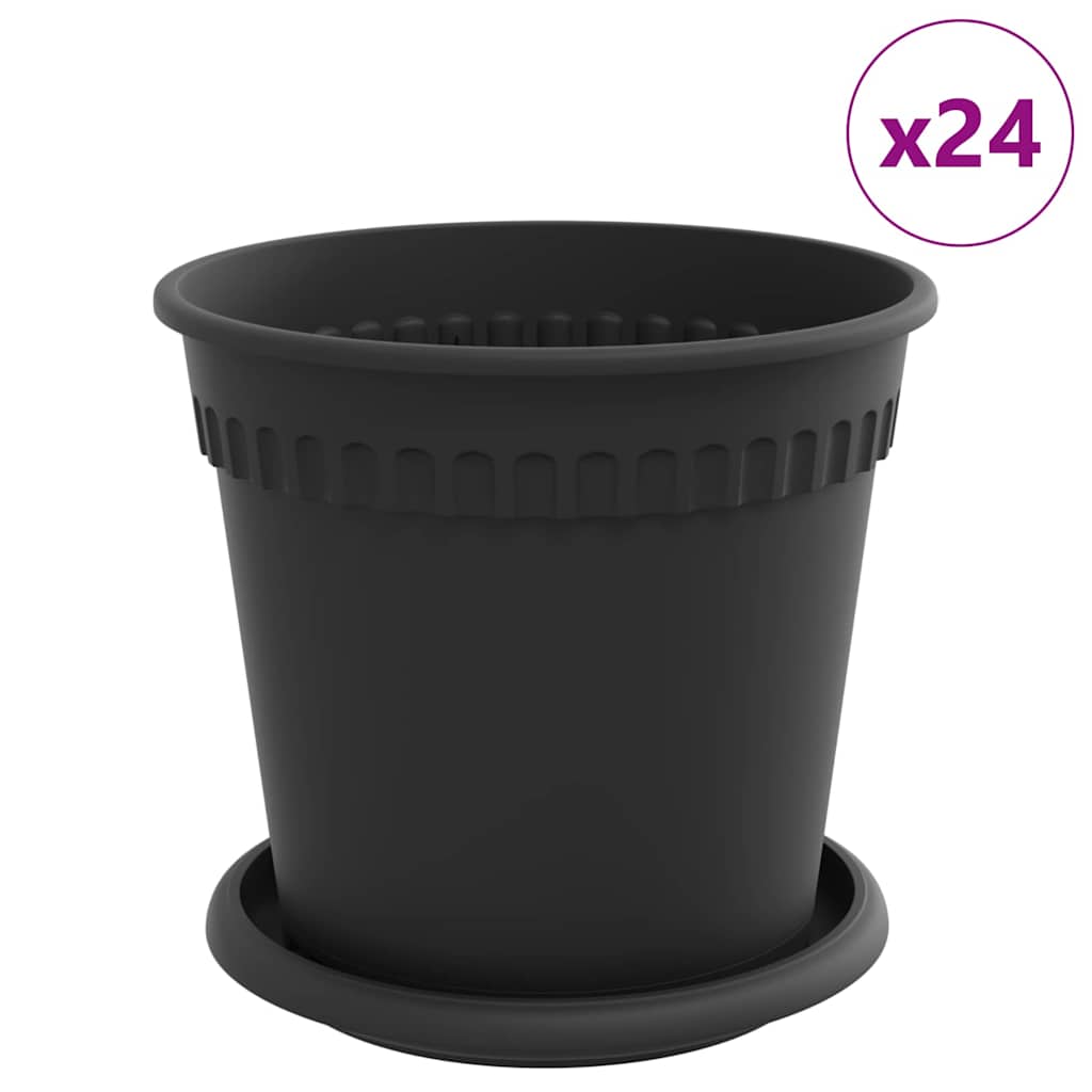 Blumentöpfe 24 stk. Schwarz Kunststoff