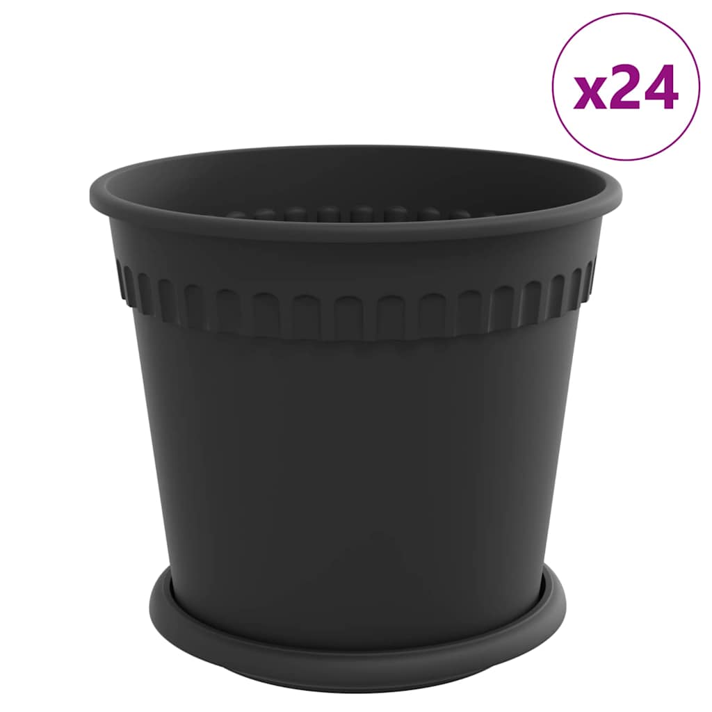 Blumentöpfe 24 stk. Schwarz Kunststoff