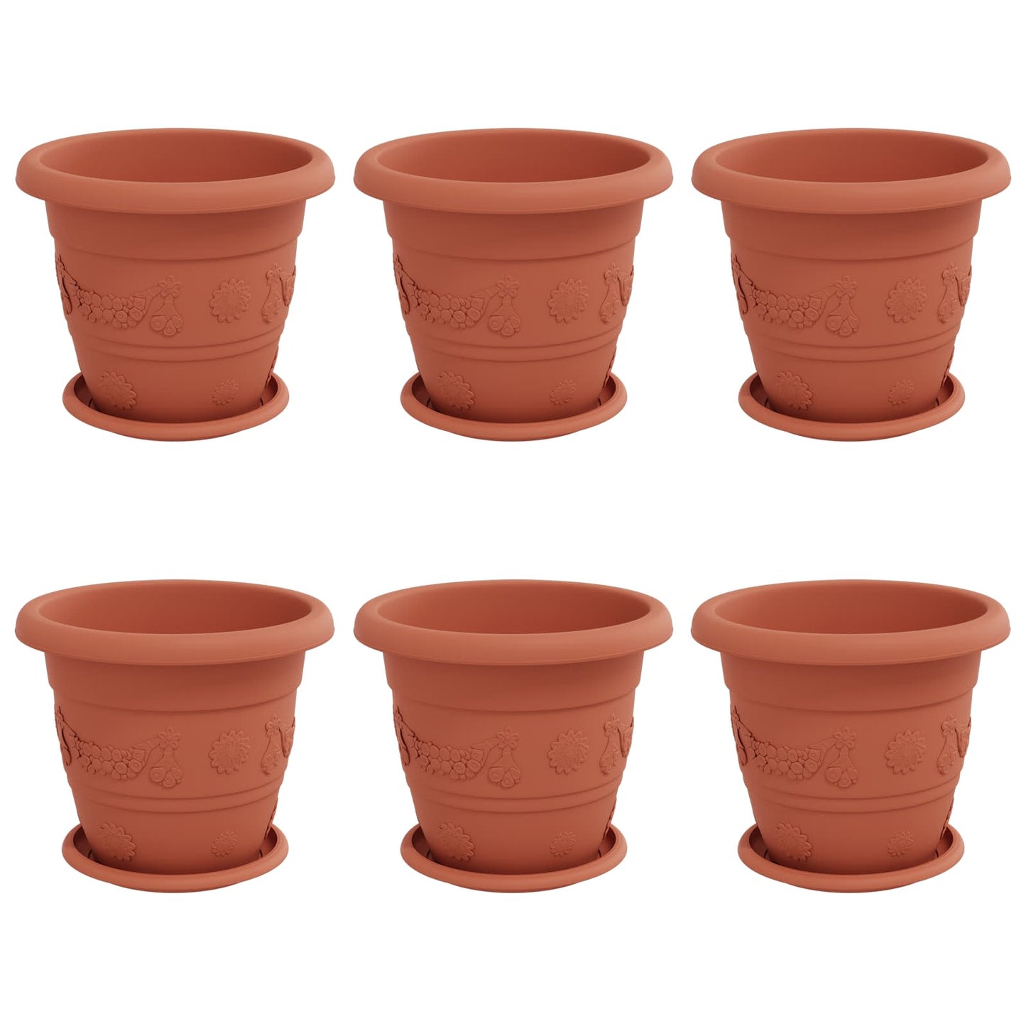 Blumentöpfe 6 pcs Ziegelrot Ø 26 x 21,5 cm Kunststoff