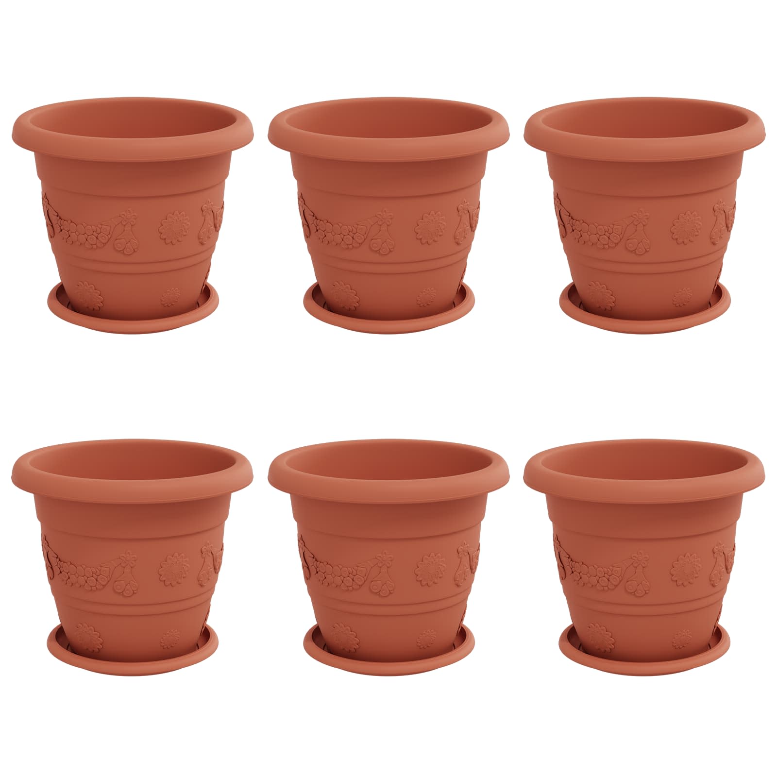Blumentöpfe 6 pcs Ziegelrot Ø 26 x 21,5 cm Kunststoff