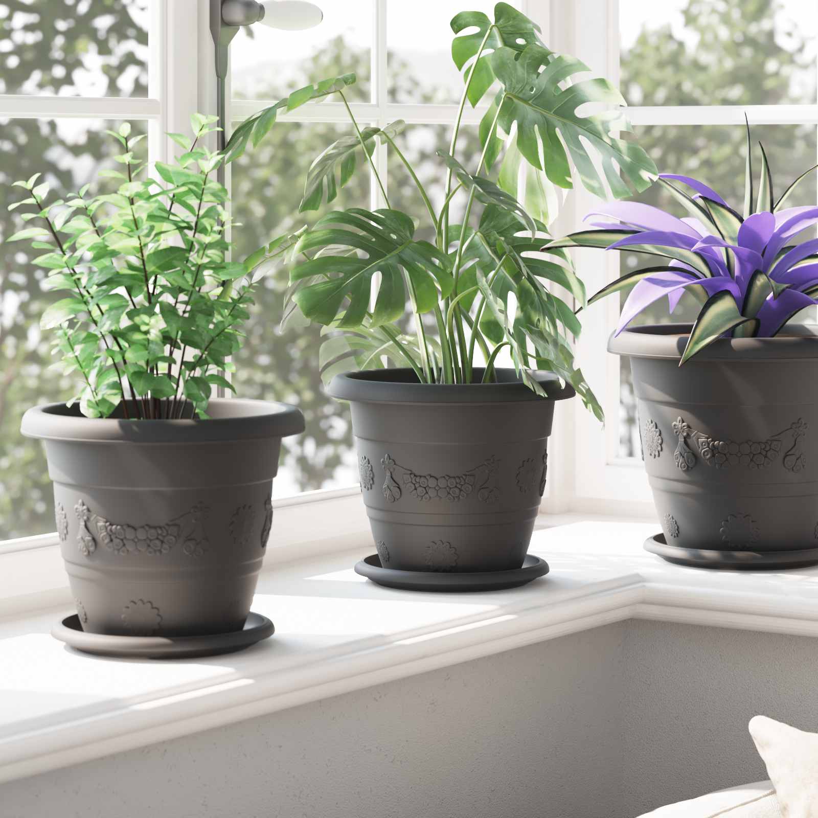 Blumentöpfe 6 pcs Schwarz Ø 22 x 18 cm Kunststoff