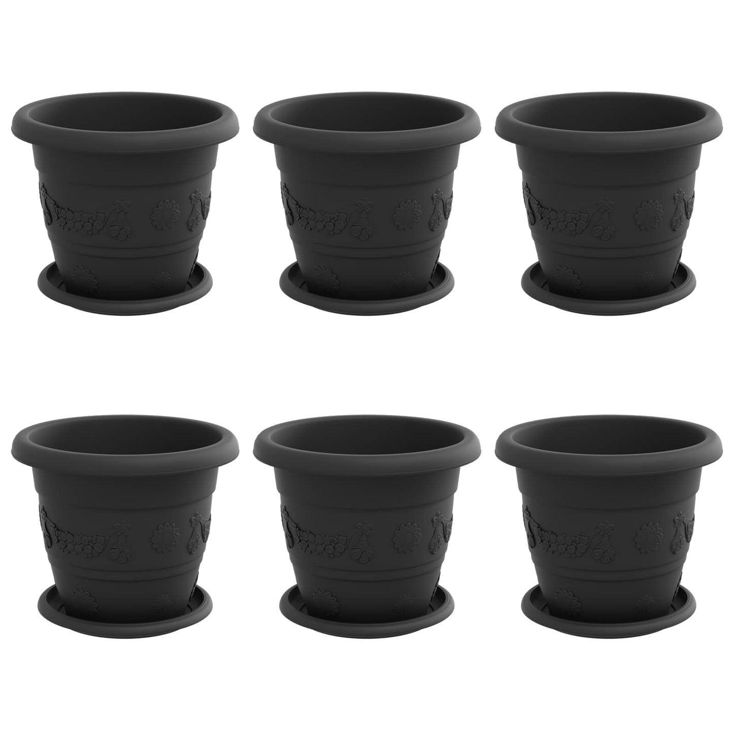 Blumentöpfe 6 pcs Schwarz Ø 22 x 18 cm Kunststoff