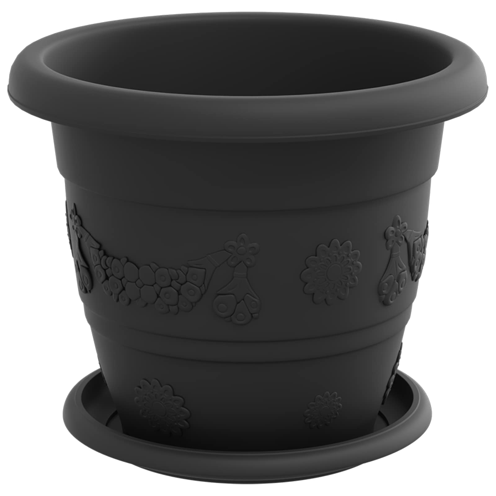 Blumentöpfe 6 pcs Schwarz Ø 22 x 18 cm Kunststoff