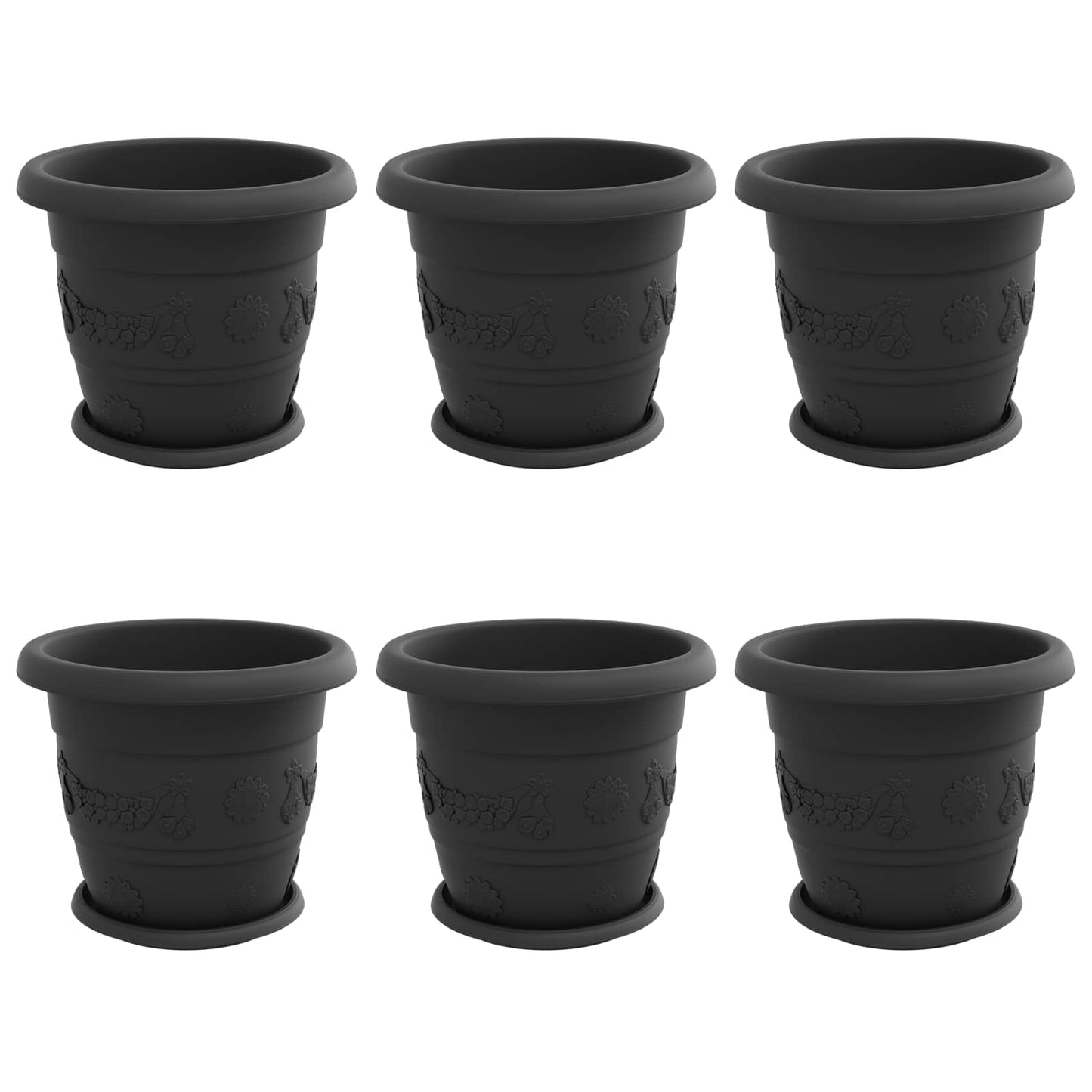 Blumentöpfe 6 pcs Schwarz Ø 30 x 25 cm Kunststoff