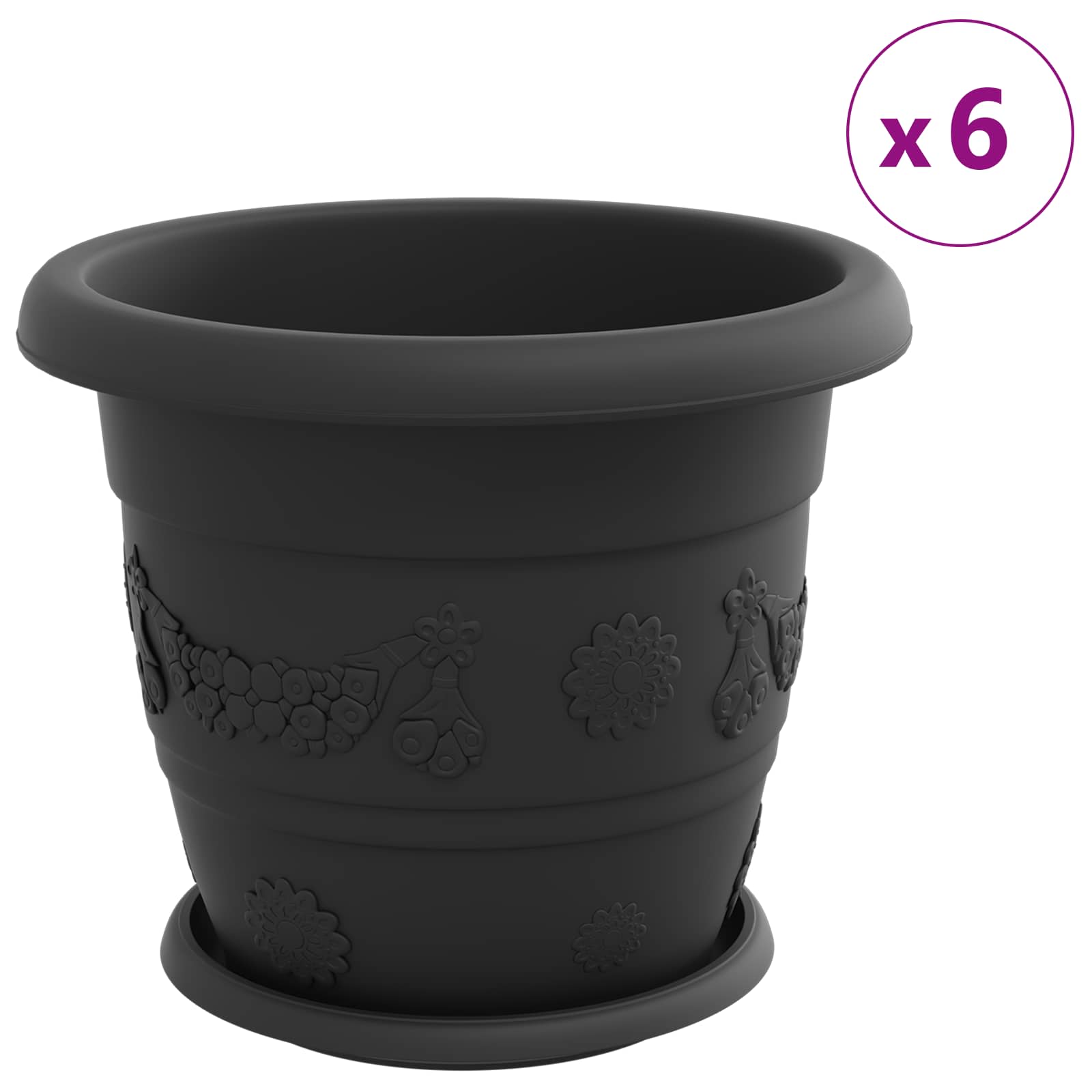 Blumentöpfe 24 stk. Schwarz Ø 30 x 25 cm Kunststoff