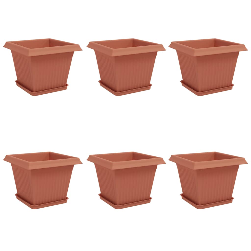 Blumentöpfe 6 pcs Ziegelrot 28,5 x 28,5 x 22 cm Kunststoff