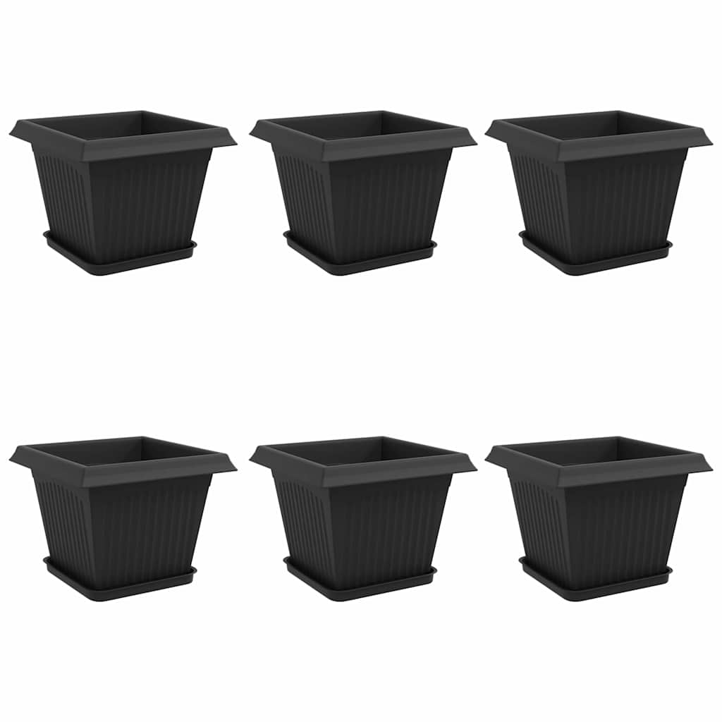 Blumentöpfe 6 pcs Schwarz 28,5 x 28,5 x 22 cm Kunststoff