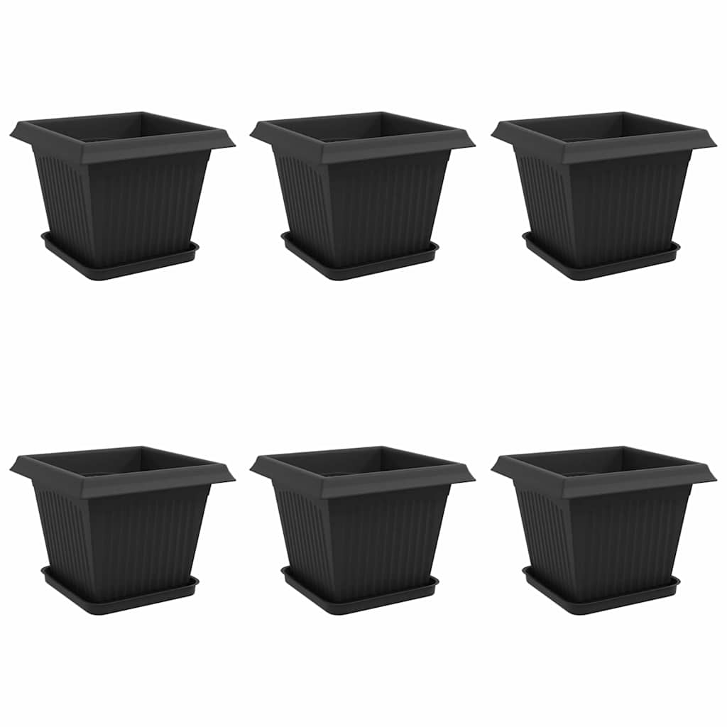 Blumentöpfe 6 stk. Schwarz Kunststoff