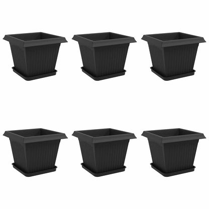 Blumentöpfe 6 stk. Schwarz Kunststoff
