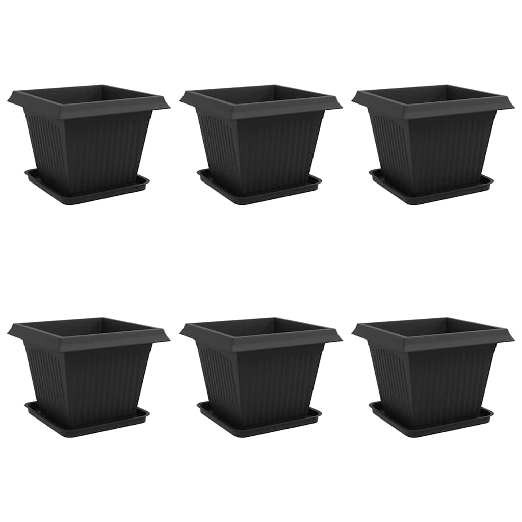Blumentöpfe 6 stk. Schwarz Kunststoff